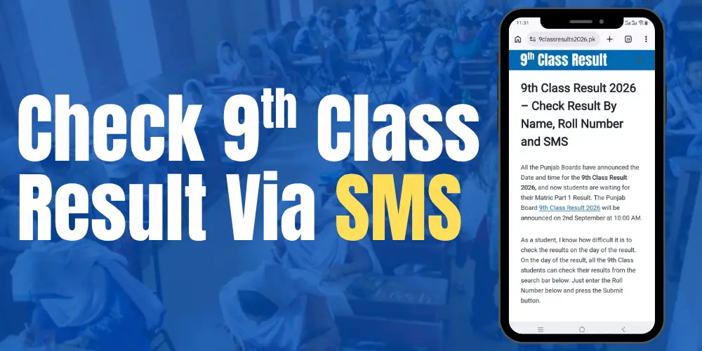 check 9th class result by sms